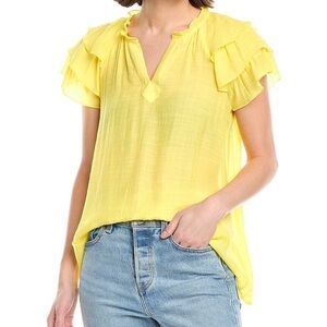 Nanette Lepore Yellow Ruffle Blouse Size Small